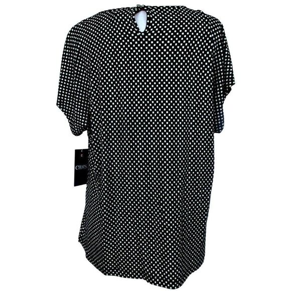 Chaps Sleeveless Mini Square Pullover Viscose Stretch Top Black & Cream XL NEW - Picture 4 of 7